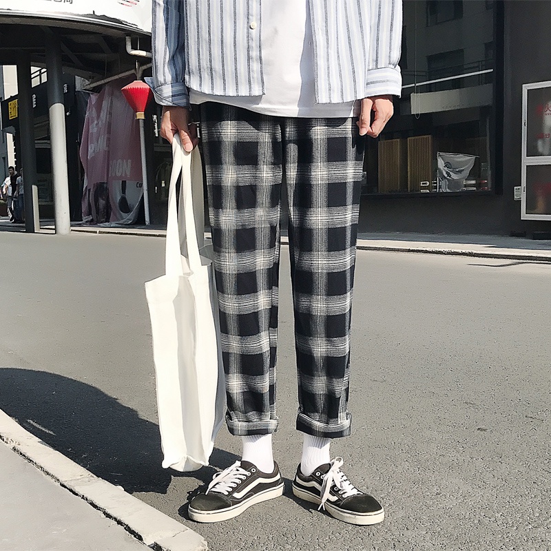 Black and white plaid best sale pants mens