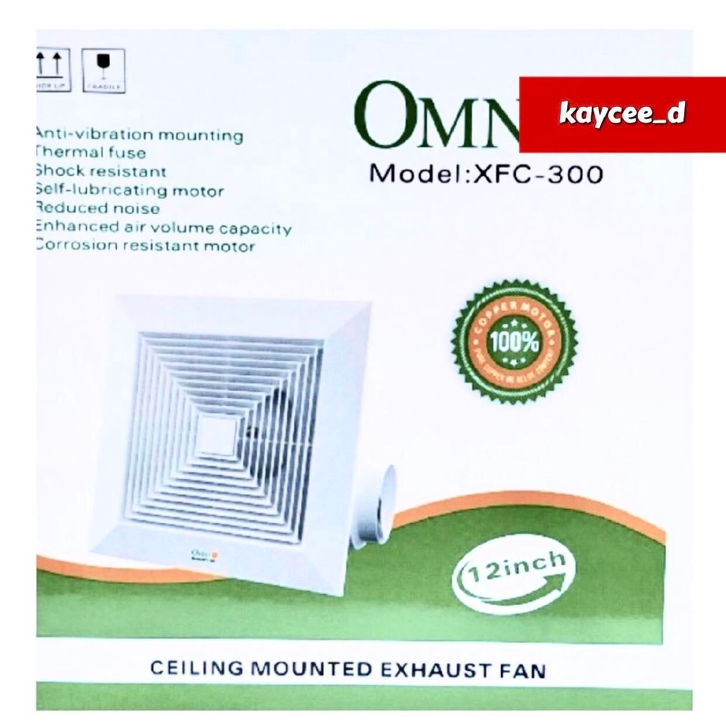 OMNI Ceiling Mounted Exhaust Fan 8", 10”, 12" XFC200, XFC250, XFC