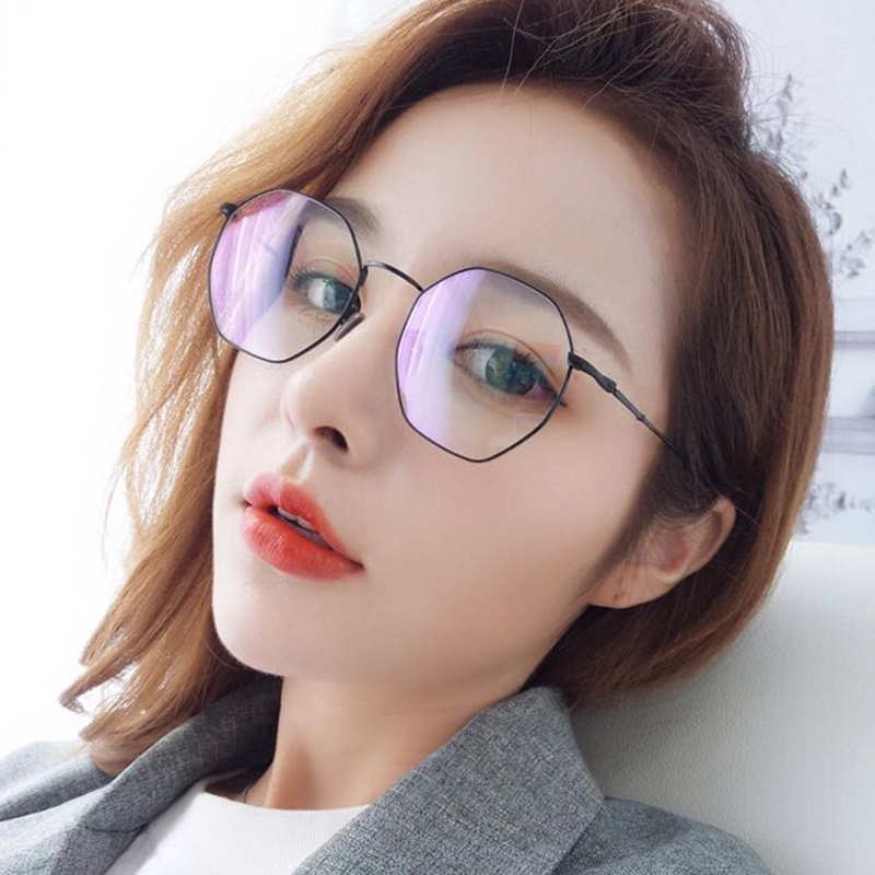 Vintage Fashion Men Women Eyeglasses Metal Polygon Frame Transparent ...