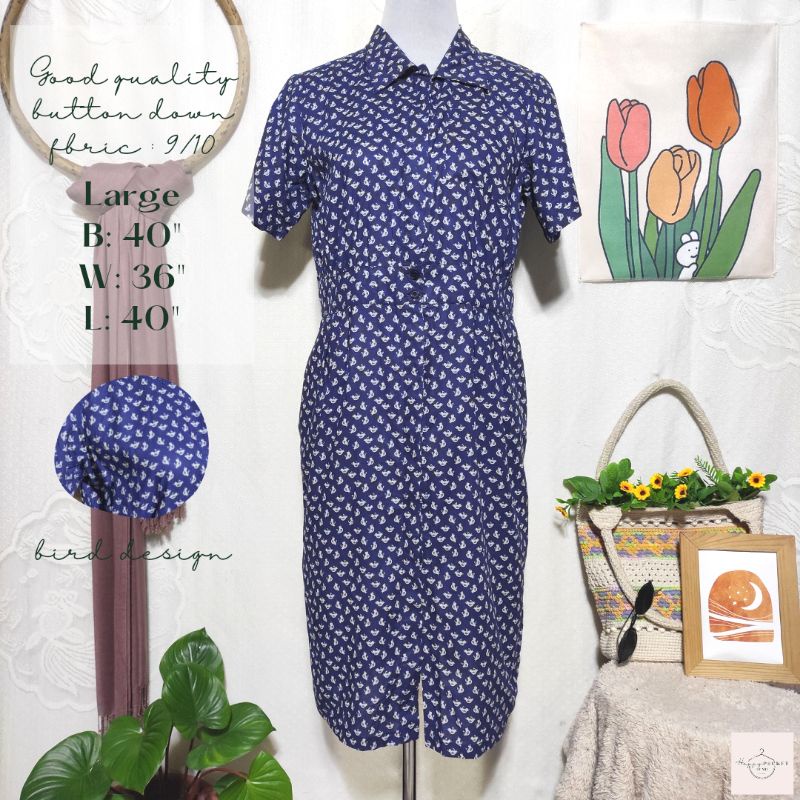 Blue button down dress ( Preloved/UkayUkay Dress ) Shopee Philippines