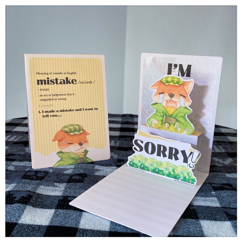 Sorry Card with Crying Fox Pop Up Card | Shopee Philippines