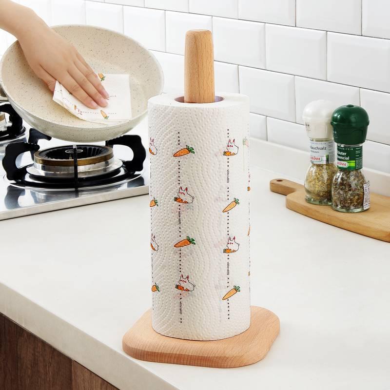 ♛Wooden Paper Towel Holder, Countertop Vertical Tissue Holder Rack