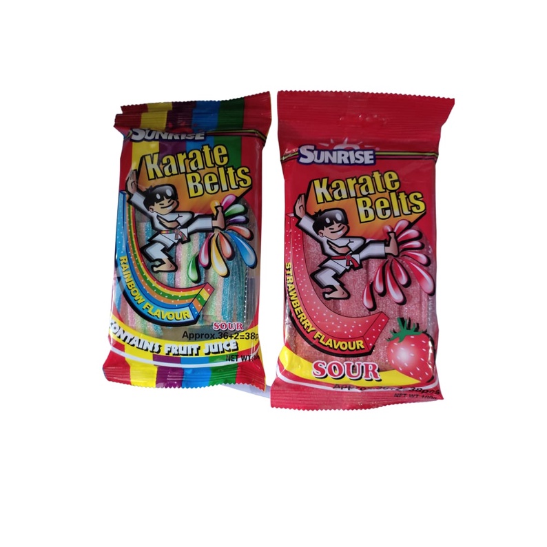Sunrise Karate Belts Straws Jungle Strings Sour Cola Straps Gummies