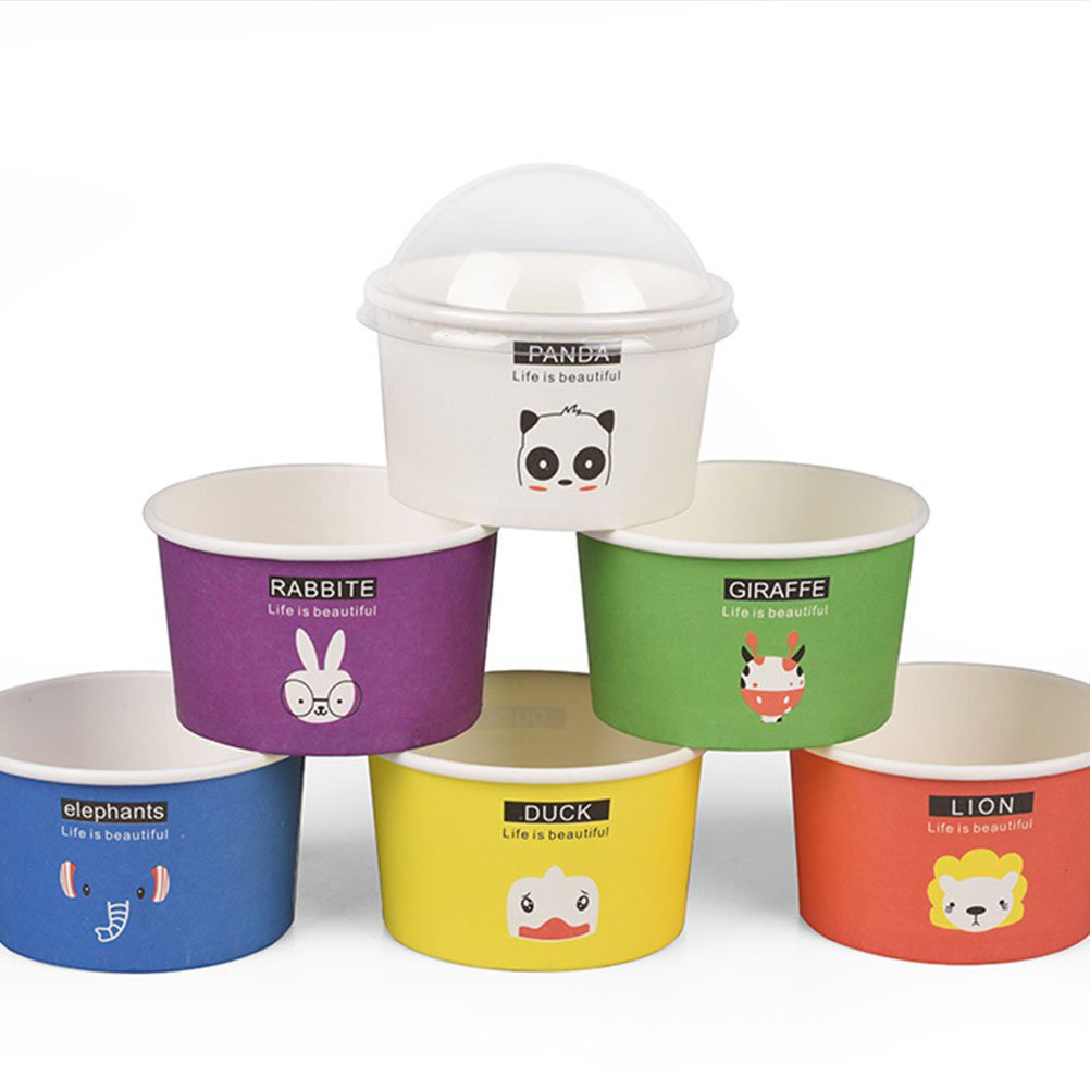 100pcs 85/200ml Disposable Ice Cream Paper Cup Ball Cup With Half Ball