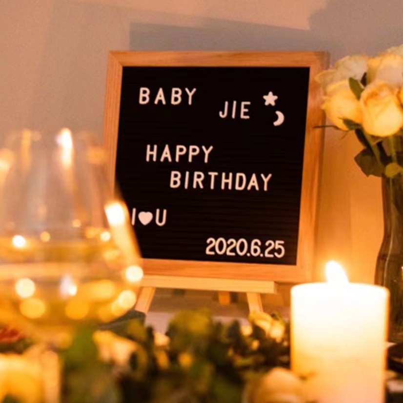 Valentine's Day Gift Diy Felt Letter Board Set Wooden Frame Changeable