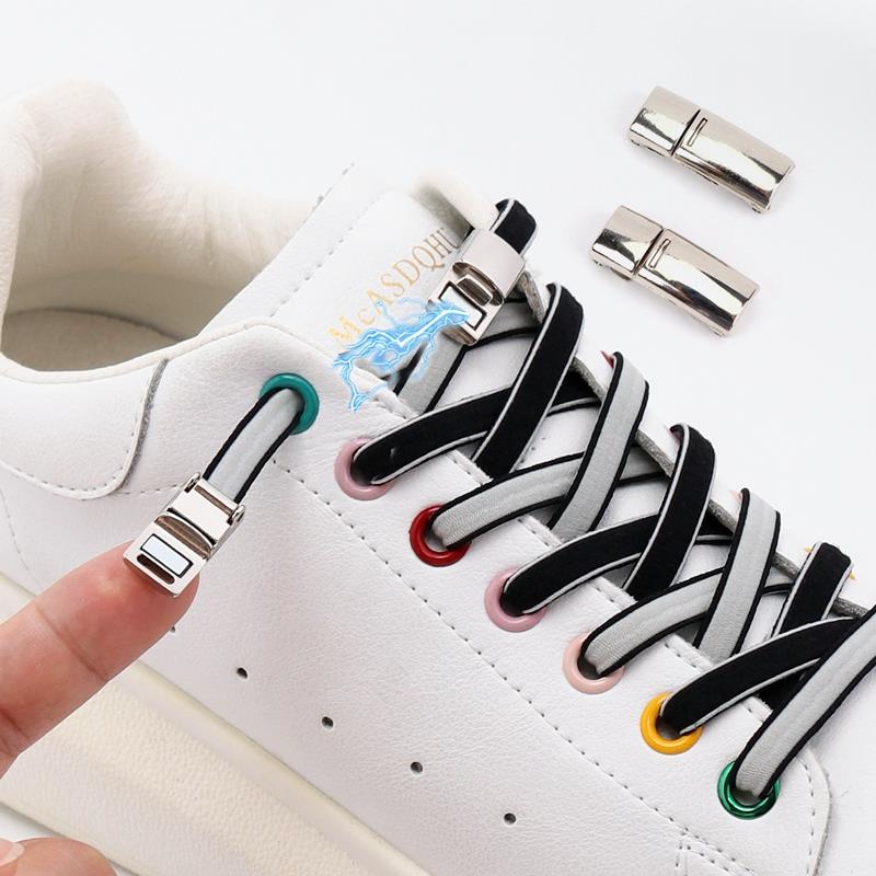 Boot Laces Elastic No Tie Shoelaces Flat Laces With Metal Lock For