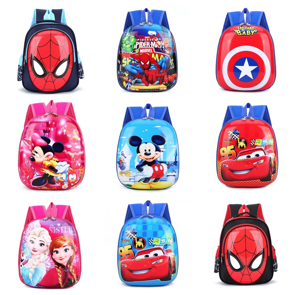 Marvel Spiderman Children Cartoon Frozen Cars Animal Design Backpack