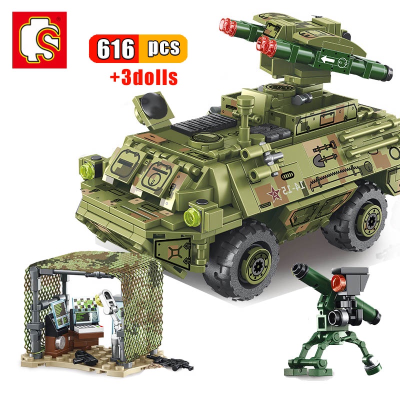 616Pcs WW2 Tank Vehicle Building Blocks Modern Military Missile Car ...
