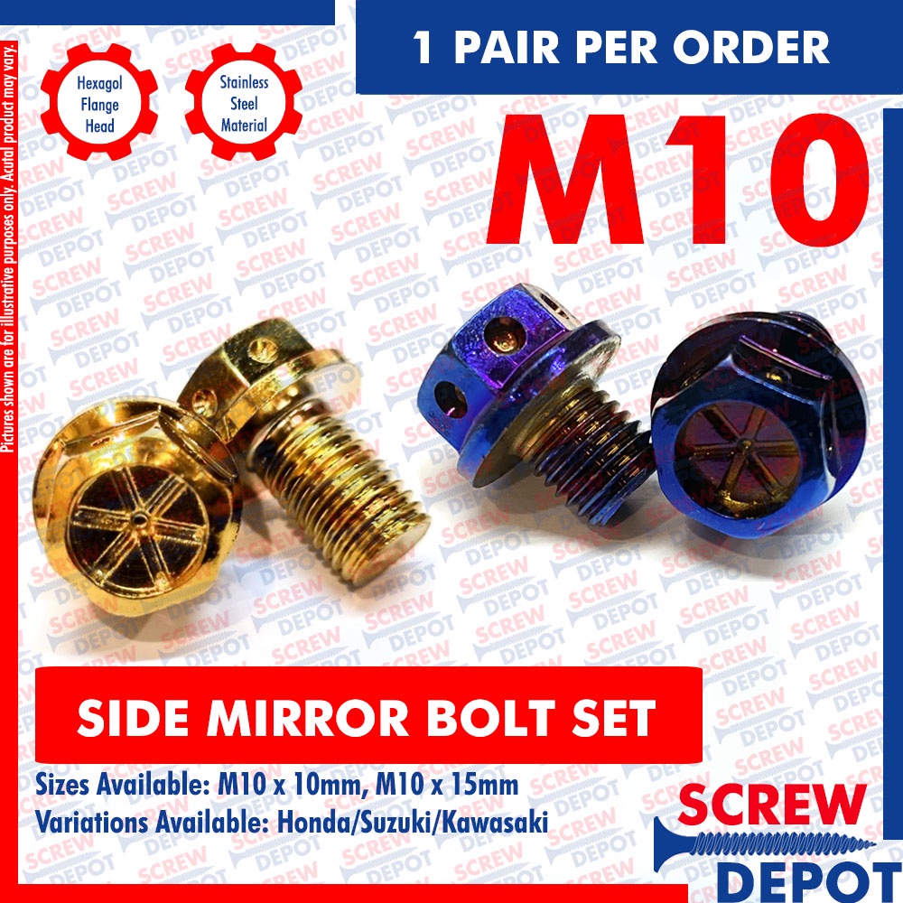 1PAIR Side Mirror Bolt Titanium Gold Screw Depot Shopee Philippines