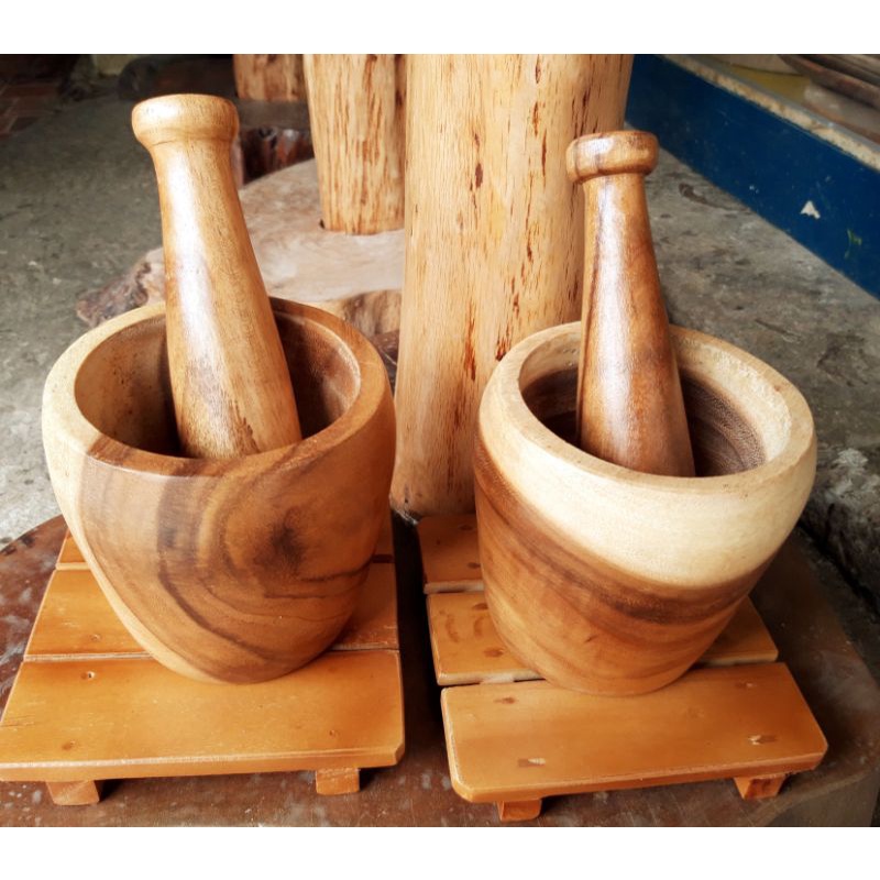 WOODEN LARGE MORTAR AND PESTLE Shopee Philippines