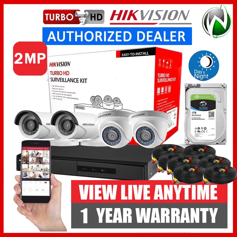 Hikvision 4Channel Kit 2MP HD CCTV Package 1080p - 4 Camera Mobile View ...