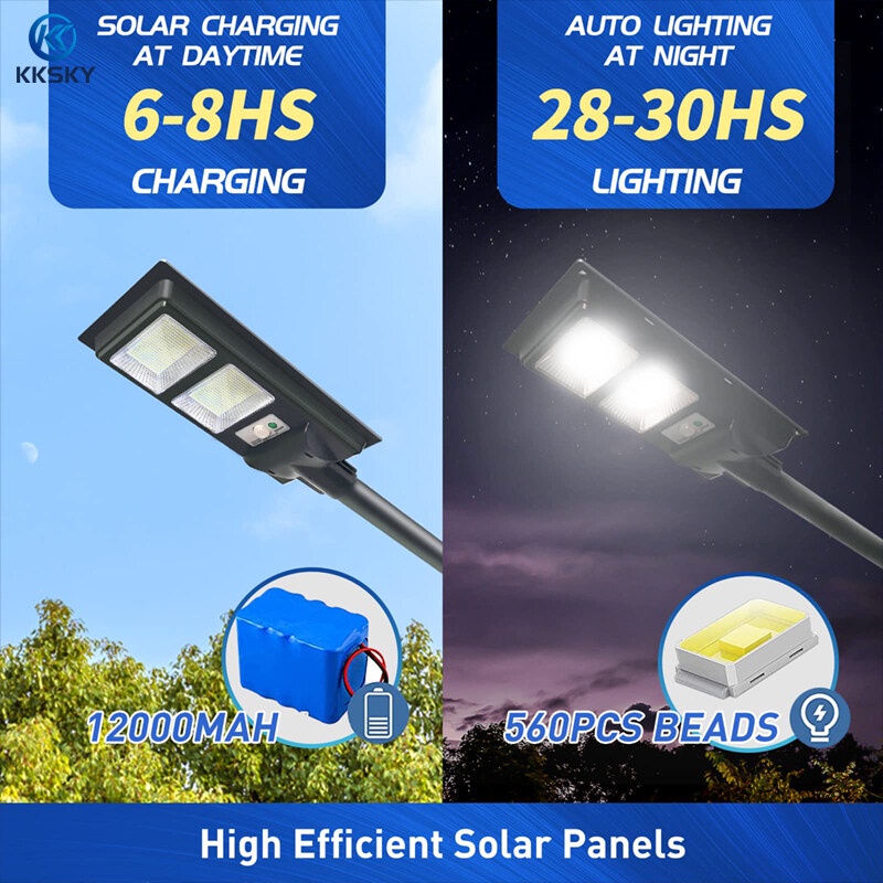 KKSKY Solar Light LED Outdoor Street Light Waterproof 60W 100W 200W New