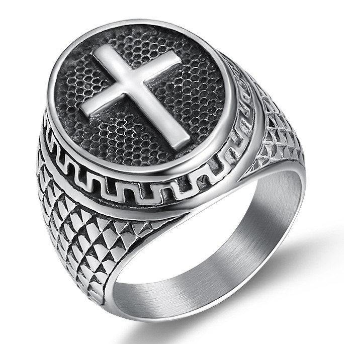 Stainless Steel Mens Christian Cross Ring For Men Women Silver Size 7 ...
