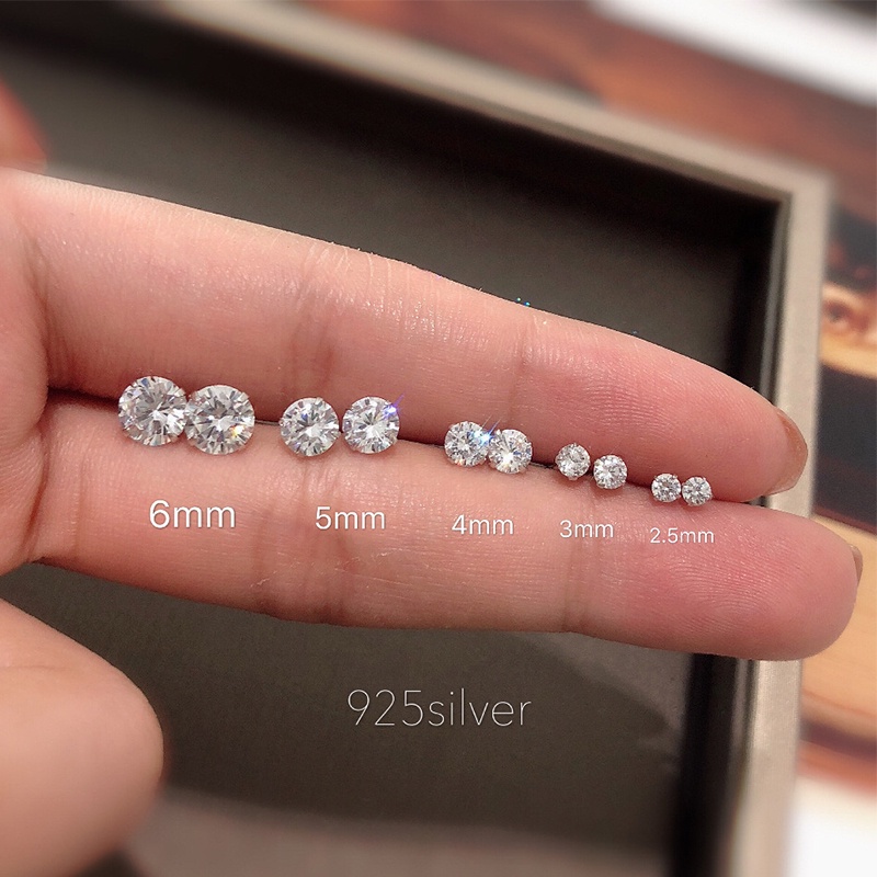 S925 Sterling Silver Classic Four Prong Diamond Simple Zircon Stud ...