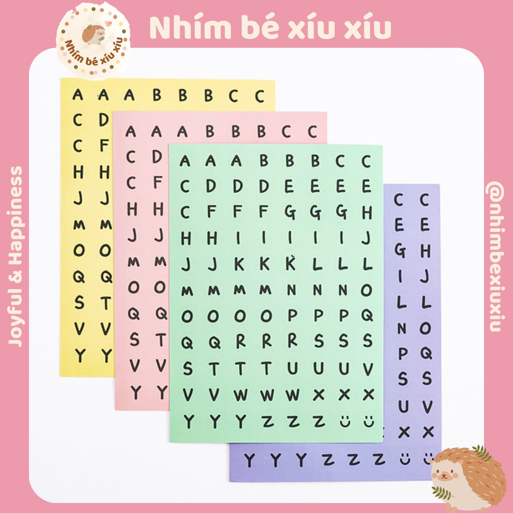 Sticker sheet printed with ABC alphabet/numbers to decorate notebooks ...