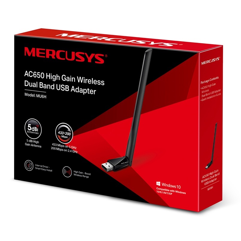 Mercusys MU6H AC650 High Gain Wireless Dual Band USB Adapter | Shopee ...