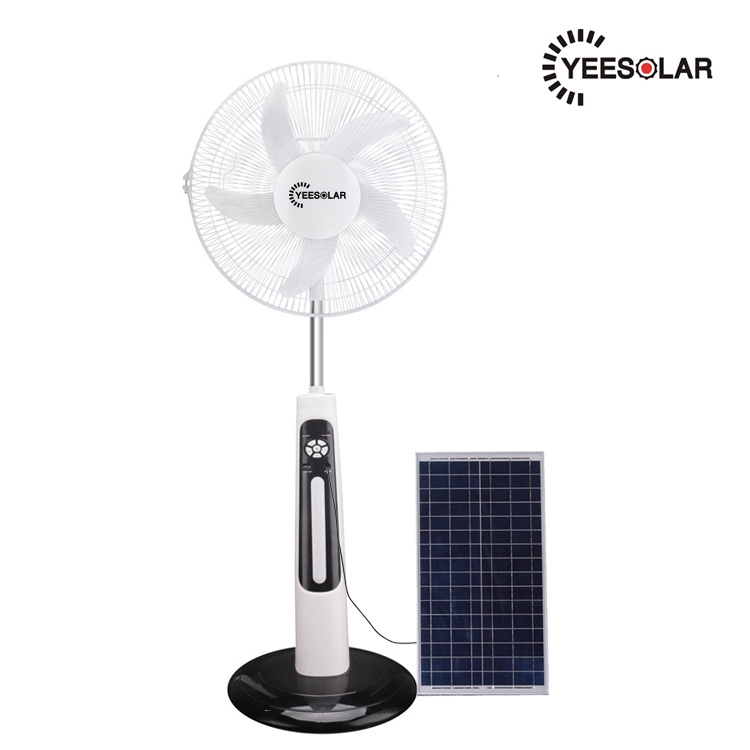 Yeesolar 16 Inch 12v Dc Solar Rechargeable Fan Stand Solar Fan With Solar Panel And Led Light 6450