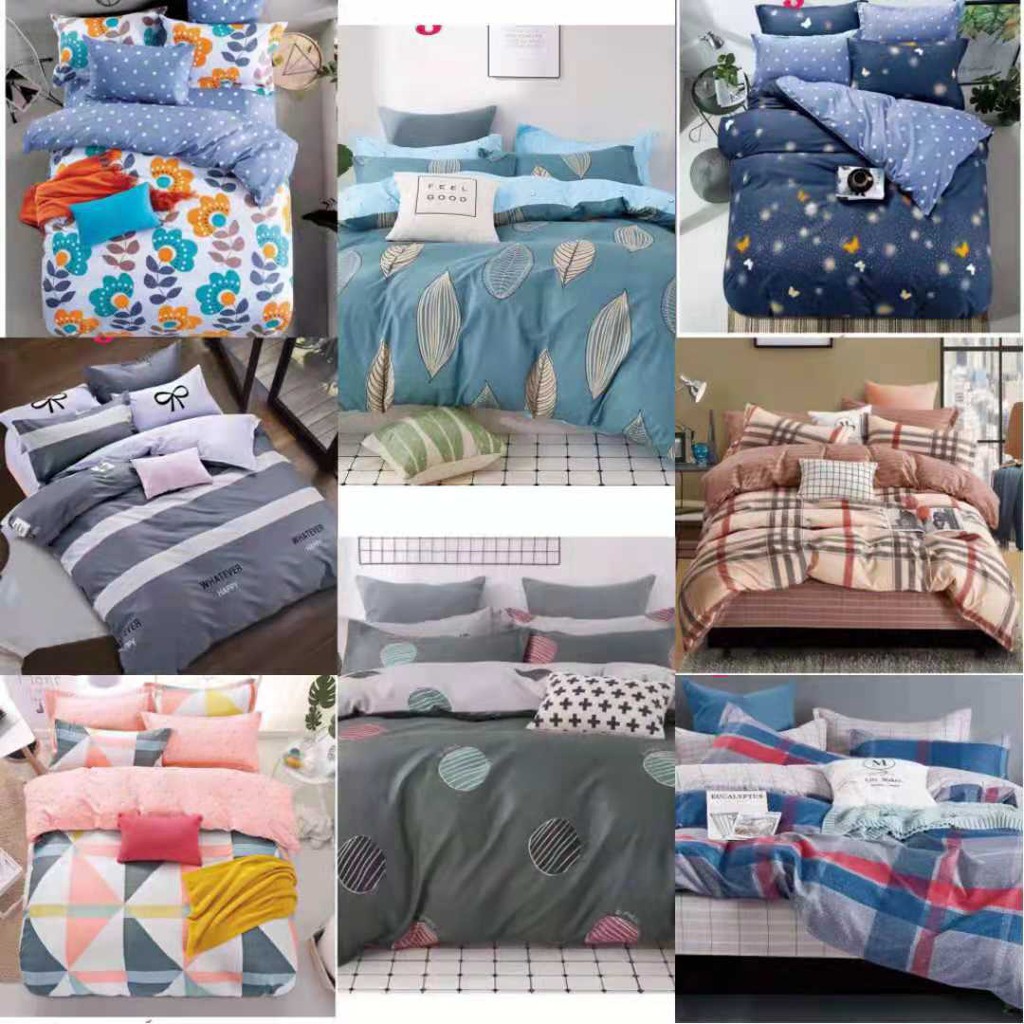 4 in 1 Bedsheet Set Elegant Modern Pattern Design Bed Linen Soft Duvet ...