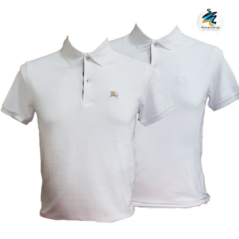 Mens white hotsell burberry polo shirt