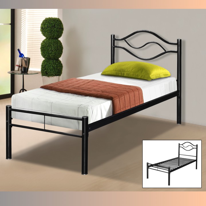 ISA Metal Single Bed Frame in Black with/without Plywood and with