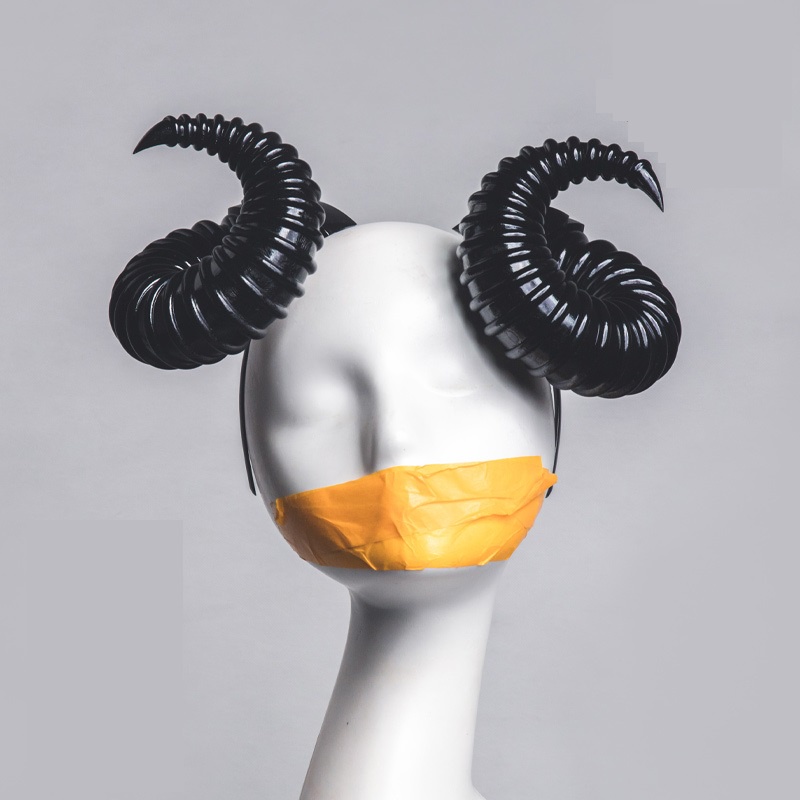 Gothic Steampunk Evil Horns Headband Large Argali Wild Sheep Horns Cosplay Halloween Ghost