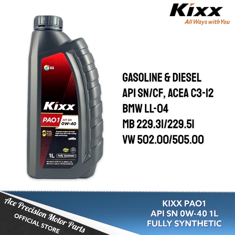 KIXX PAO1 API SN 0W-40 1L FULLY SYNTHETIC (GASOLINE&DIESEL) | Shopee ...