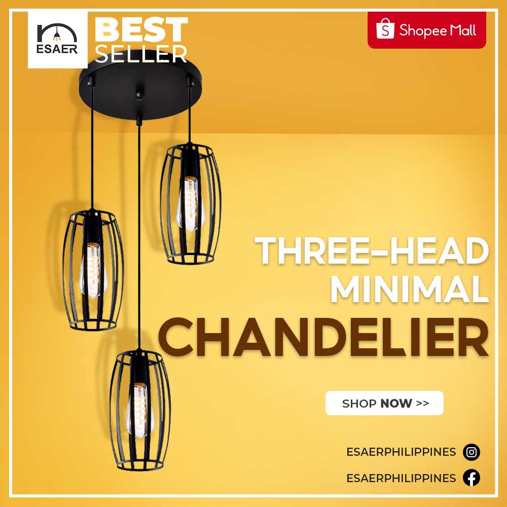 Esaer Threehead Nordic Restaurant Lamp Chandelier Modern Minimalist