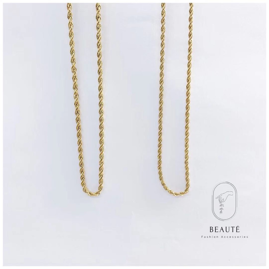 HS 24K Gold Stainless Steel Chain Necklace (24 inches) (2540) Shopee