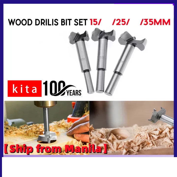 3PCS wood ~~~~~~~~ Forstner Bit Set Hinge Boring Woodworking Hole Saw ...