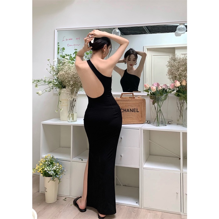 women's retro style open back slit dress | Shopee Philippines