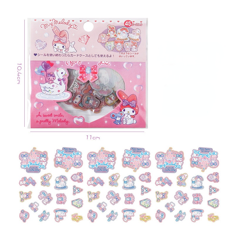 Sanrio Bronzing Sticker Pack Kuromi Cinnamoroll PVC Transparent ...