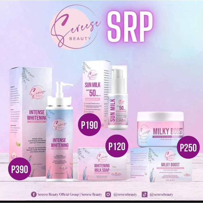 Cinco Set of SEREESE BEAUTY with FREEBIES (1 sereese soap) so 2