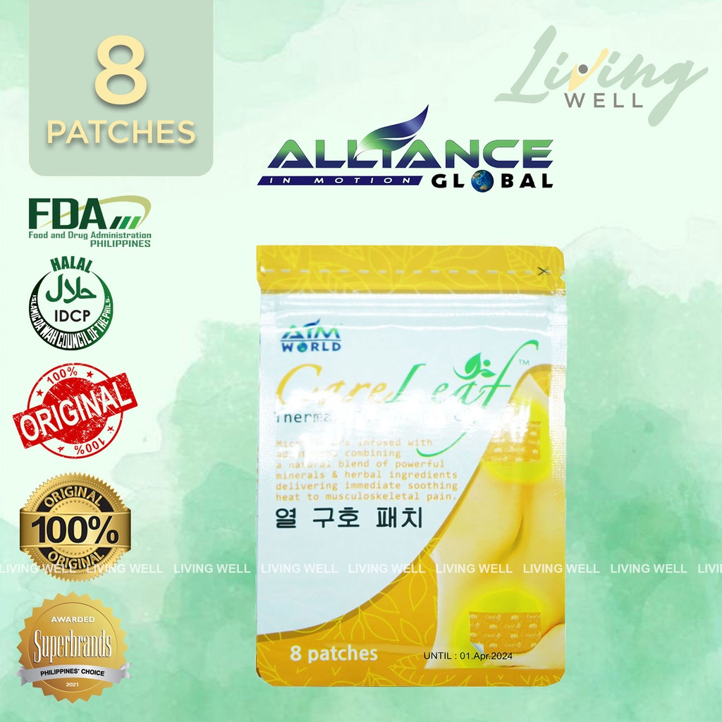 Aim Global CareLeaf (1 Pack/8 Patches) Care Leaf Thermal Relief for Body Pain and Muscle Pain
