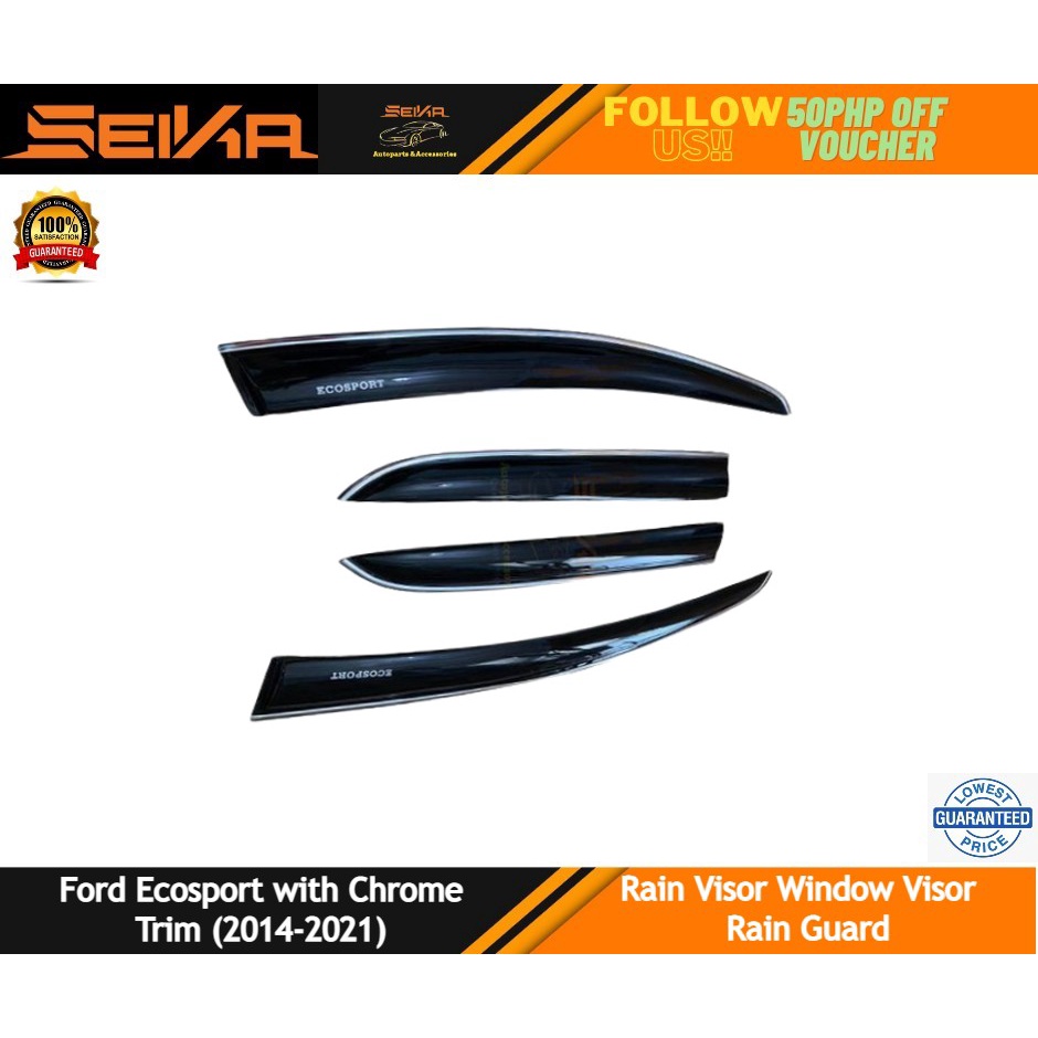 Pure Black Ford Ecosport 20142021 Rain Visor Rain Guard Rain