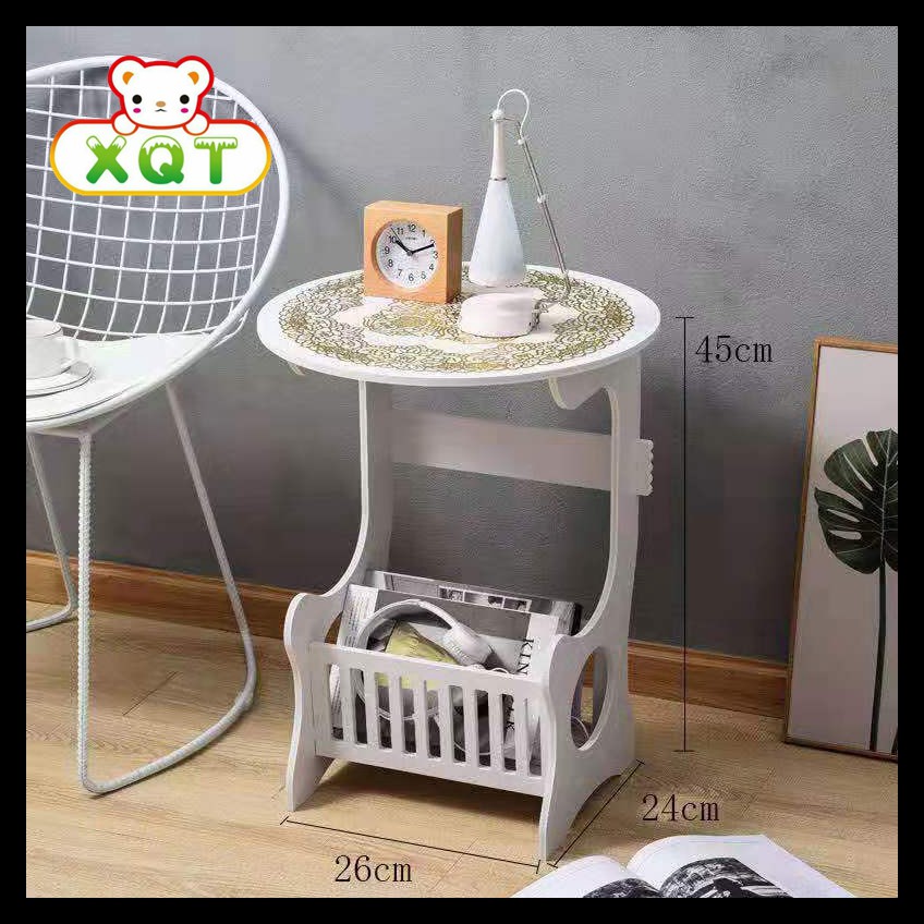 XQT Bedroom Mini Bedside Small Round Table Simple Living Room Round ...