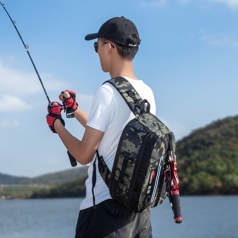 Luya multifunctional messenger bag single shoulder backpack waist bag pole  bag integrated backpack fishing gear special fishing bag