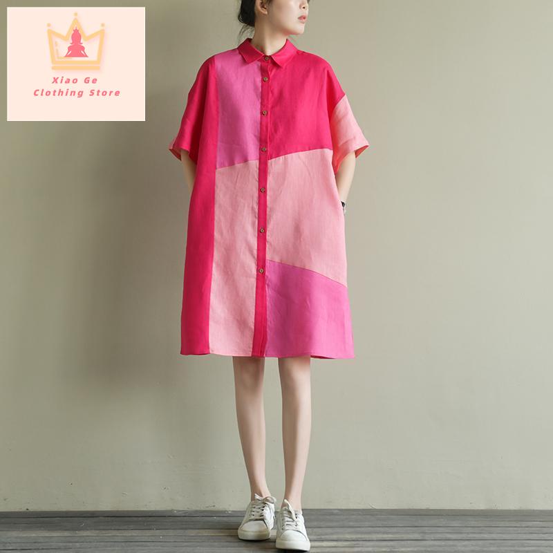 Oversized women's clothing color contrast patchwork shirt women's new ...