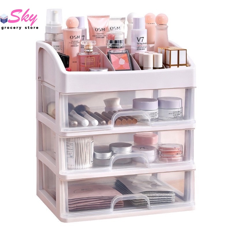 Makeup Organizer with Drawer 3 Tier Layer Make up Organizer | Shopee ...