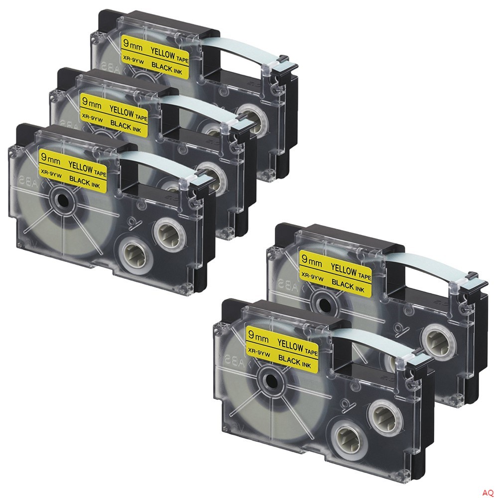 5 Cartridges XR9YW XR9YW Label Maker Tape, Compatible CASIO EzLabel