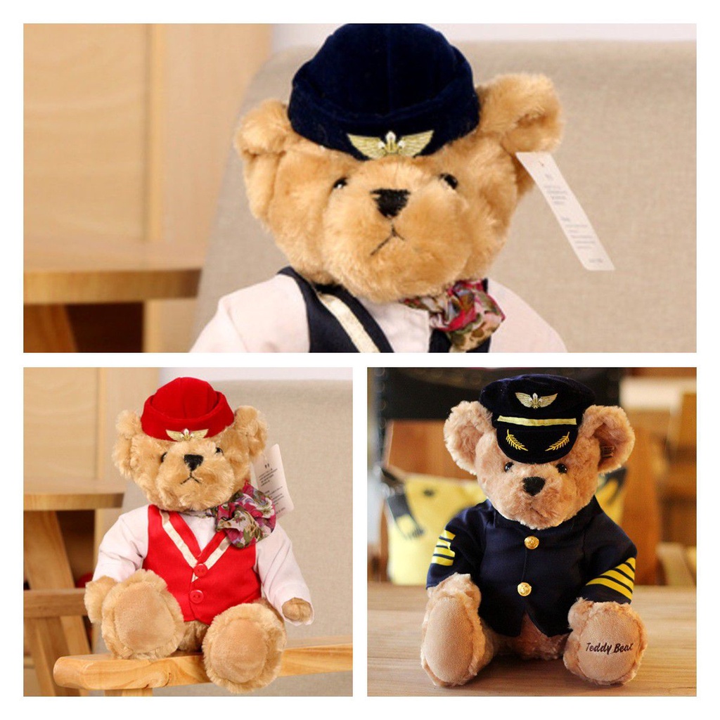 Soft And Huggable Flight Attendant Teddy Bear Plush Toy For Kids