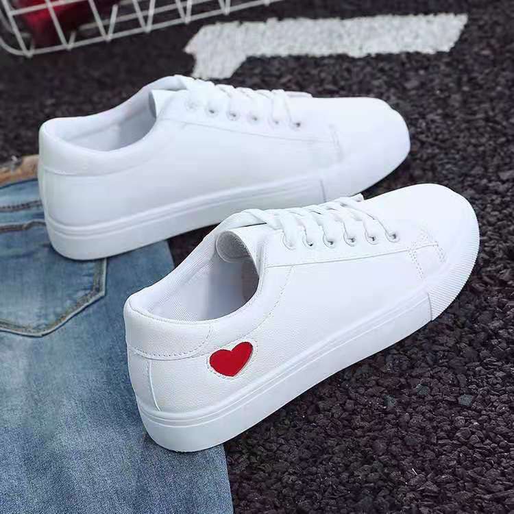 cheap Korean heart desgin fashion white shoes for women sneakers Shopee Philippines