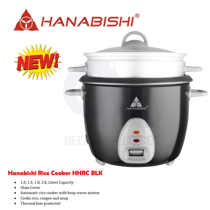 Hanabishi Rice Cooker With Steamer Limited Edition HHRC BLK White