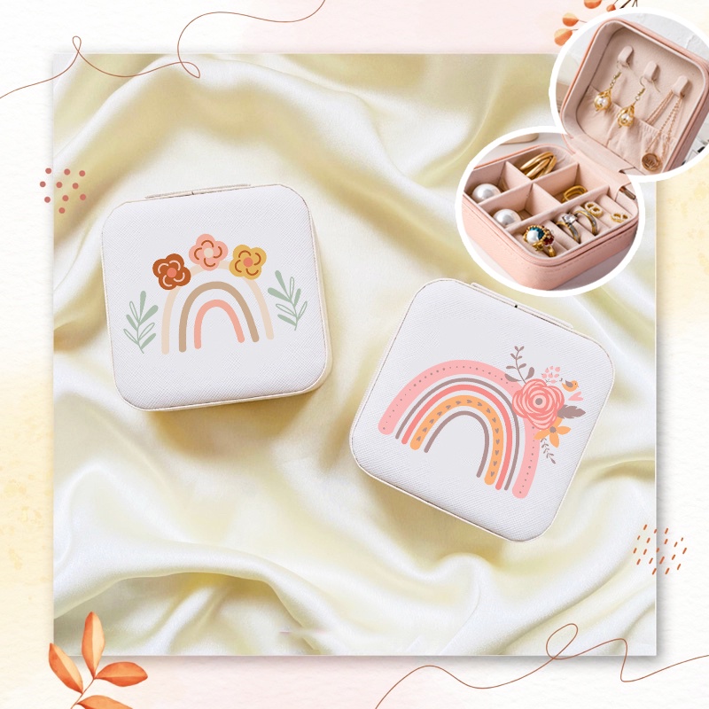 Rainbow Print Jewellery Box Birthday/New Year/christmas Gift Zipper