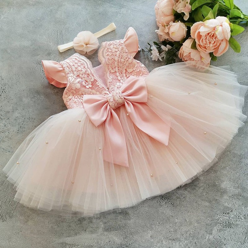 Summer Baby Girl 1st Birthday Princess Christening Gown Bowknot Dress  Flower Wedding Girls Infant Ball Gowns | Shopee Philippines