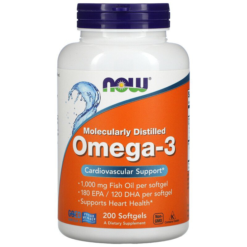 Now Foods Molecularly Distilled Omega 3 1000mg Fish Oil 180 EPA 120 DHA ...