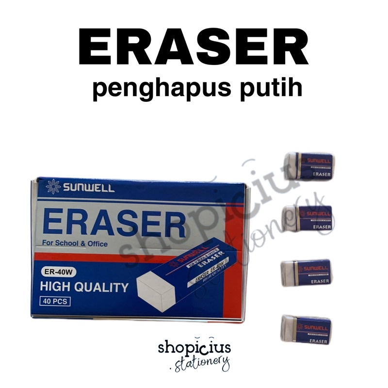 PUTIH Eraser Eraser Setip Small White sunwell ER40 | Shopee Philippines