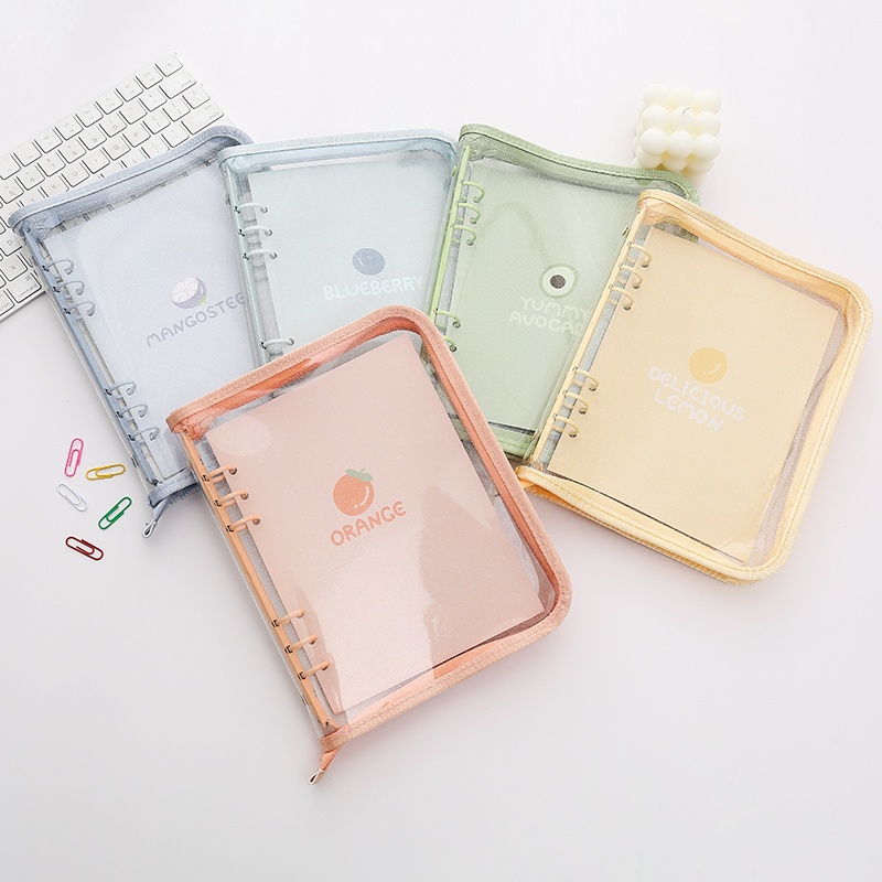 【New A5 A6 Zipper Binder】Korean Ins Glittering Transparent Loose Leaf K ...