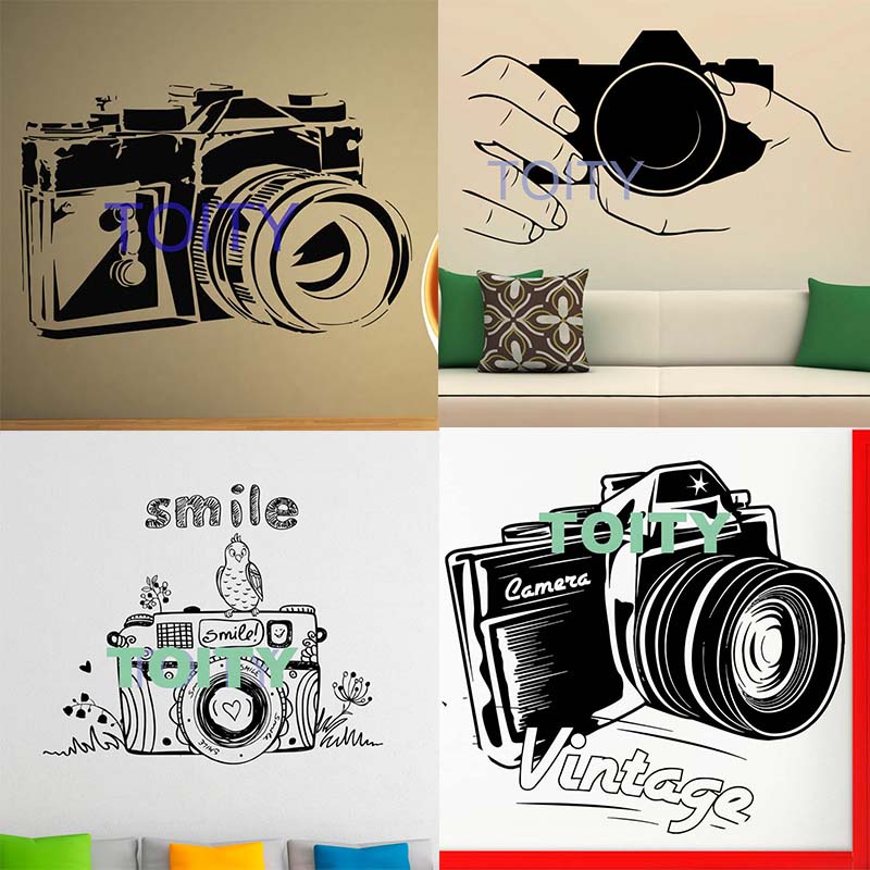 Wall Decal Photo Smile Shooting Video Art Vintage Old Camera Picture ...