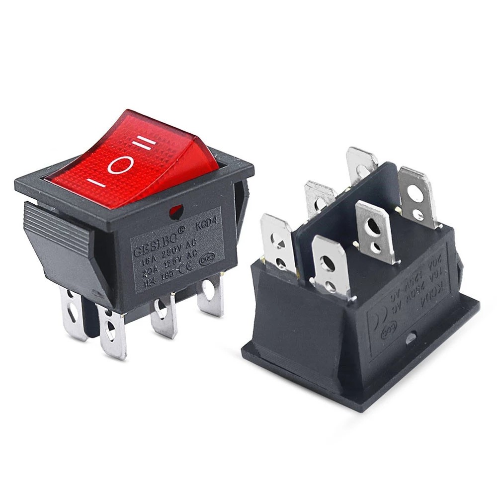 KCD4 1PCS Rocker Switch Power Switch ON-OFF-ON 3 Position 6 Electrical ...