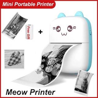 Meow Mini Label Printer Thermal Portable Printers Stickers Paper